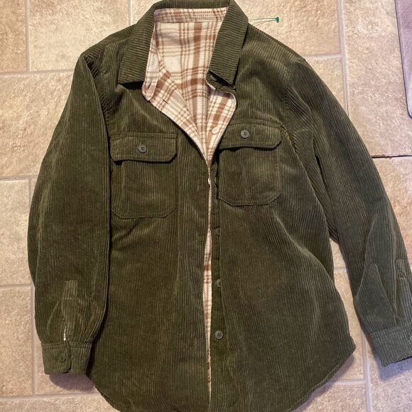Reversible Corduroy Button-Up Shirt Jacket Shacket Size LARG - Picture 1 of 10